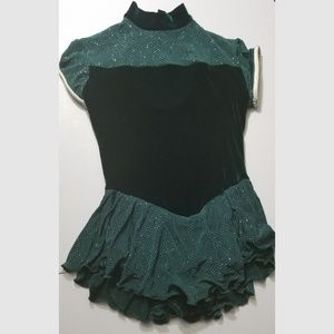 Green Velvet Figure Skating Dress Child Large